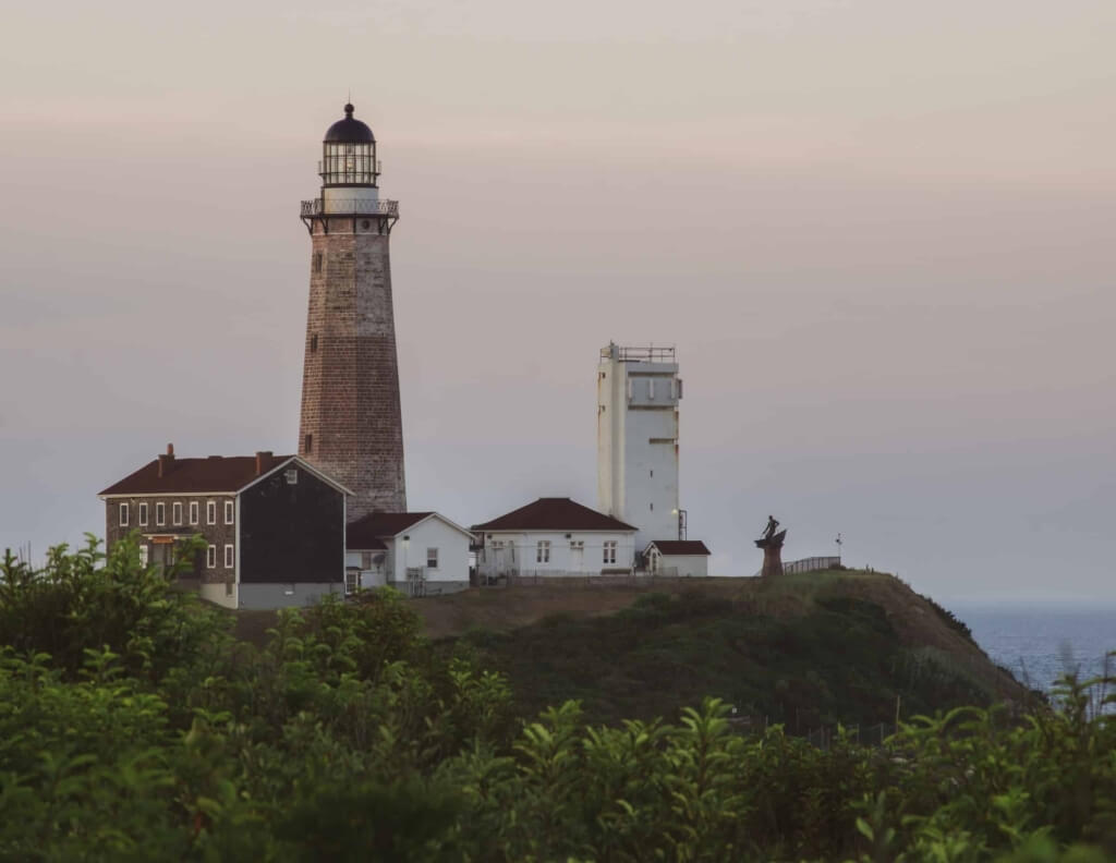 Montauk Point Lighthouse with brick facade