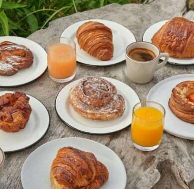 'Pastries, coffee, and juice at Mostrador Marram