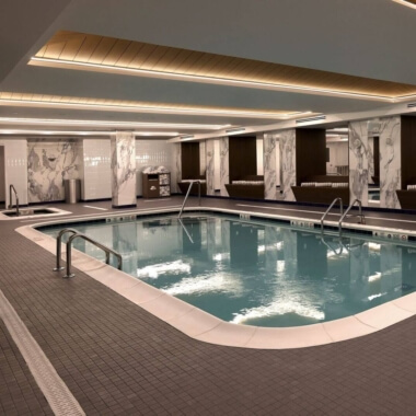'Image of Montauk Manor's newly renovated indoor pool.
