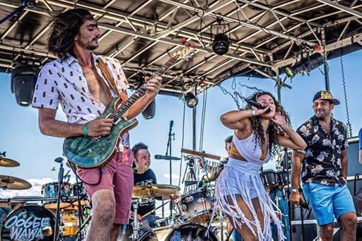Band The Big Happy on stage at the Montauk Music Festival