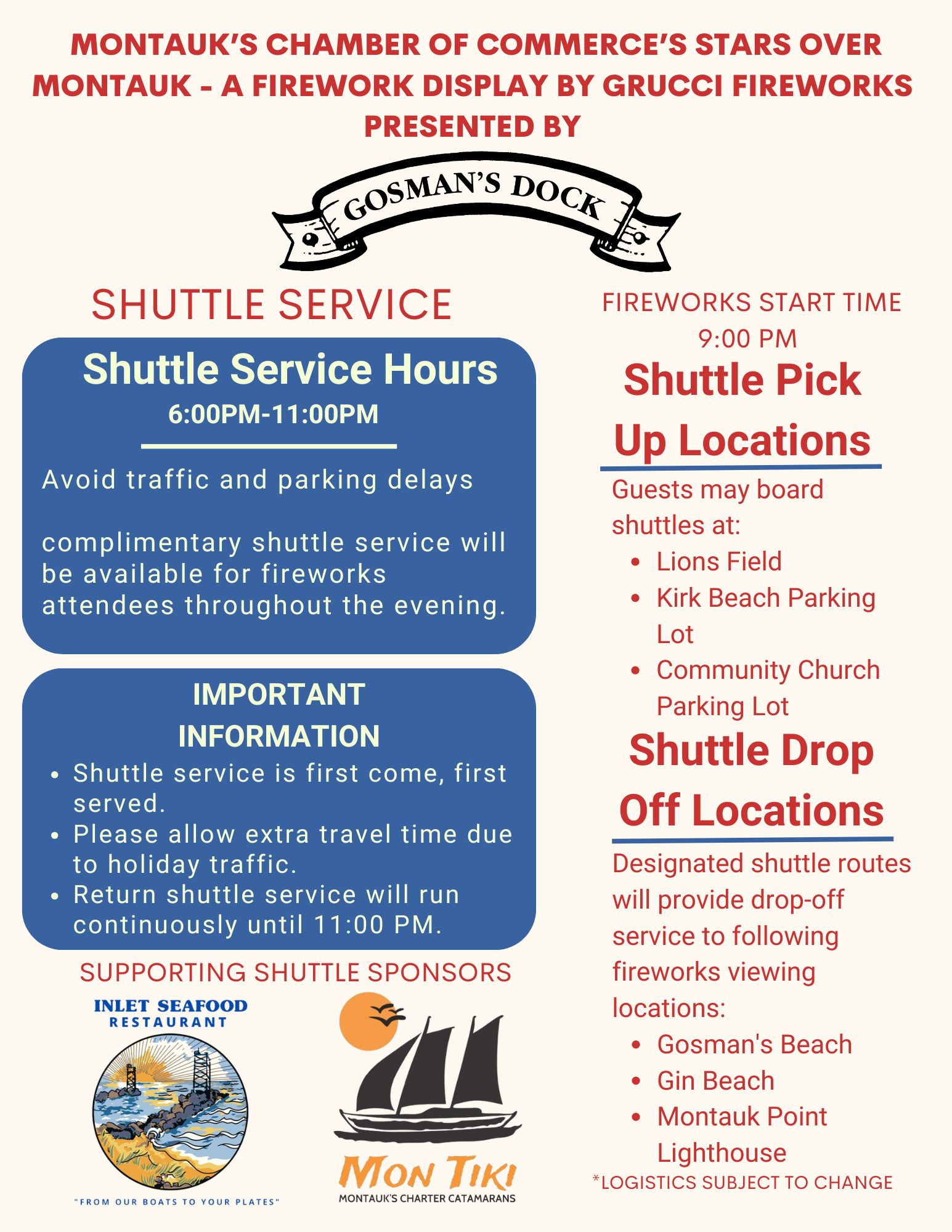 Montauk's Chamber of Commerce's Stars Over Montauk Shuttle Service Flyer