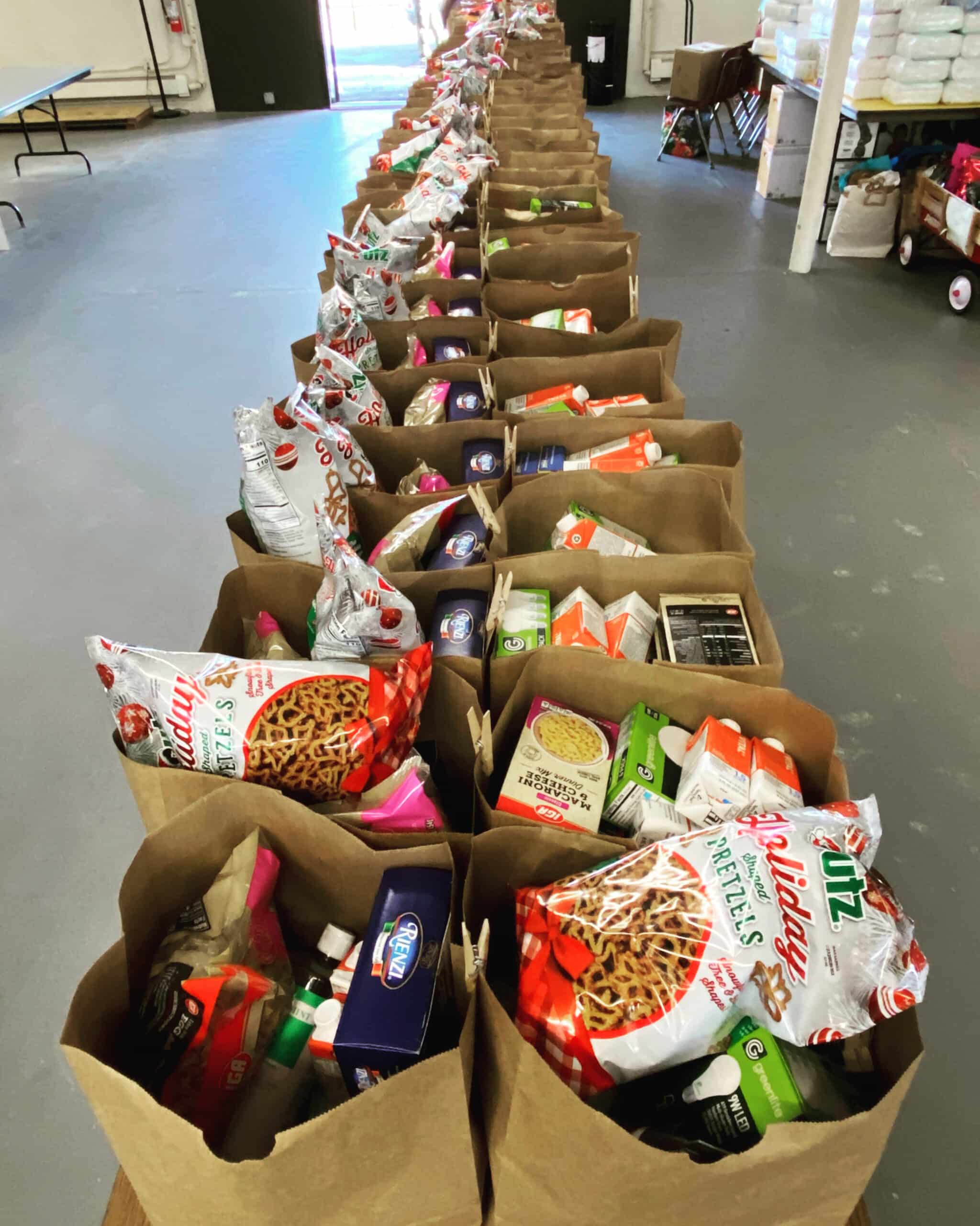 stocked bags ready to be delivered from Montauk Food Pantry